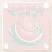 Grappige Watermeloen Pun "Melon-choly No More" Glazen Onderzetter (Achterkant)