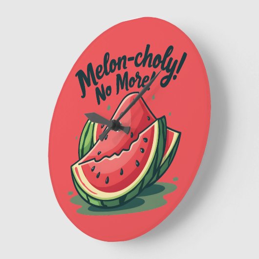 Grappige Watermeloen Pun "Melon-choly No More" Grote Klok (Hoek)