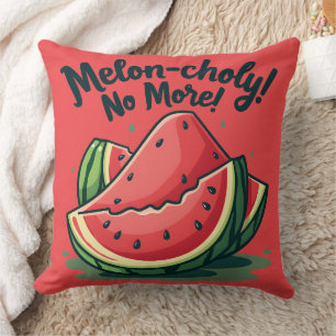 Grappige Watermeloen Pun "Melon-choly No More" Kussen