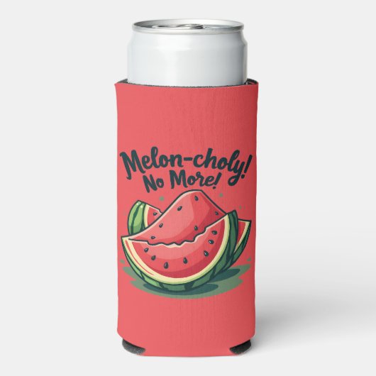 Grappige Watermeloen Pun "Melon-choly No More" Seltzer Blikjeskoeler (Seltzer Achterkant)