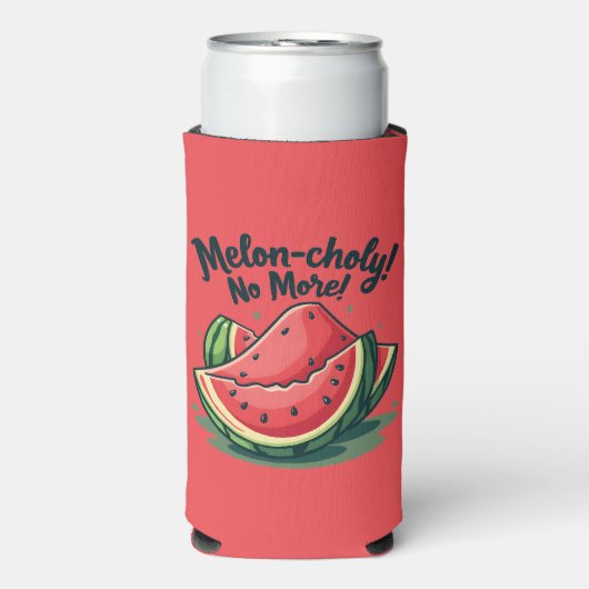Grappige Watermeloen Pun "Melon-choly No More" Seltzer Blikjeskoeler (Seltzer Voorkant)