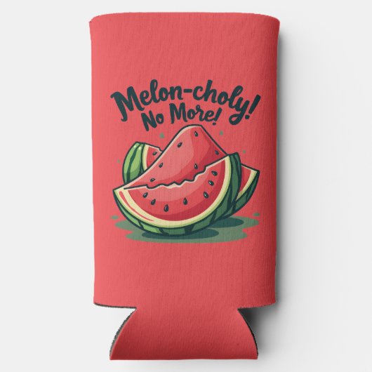 Grappige Watermeloen Pun "Melon-choly No More" Seltzer Blikjeskoeler (Achterkant)