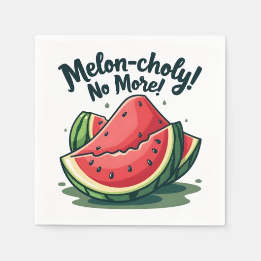 Grappige Watermeloen Pun "Melon-choly No More" Servet (Voorkant)