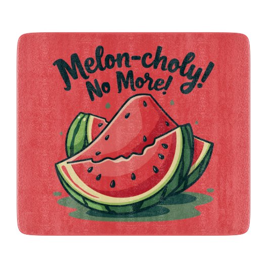 Grappige Watermeloen Pun "Melon-choly No More" Snijplank (Voorkant)