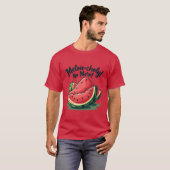 Grappige Watermeloen Pun "Melon-choly No More" T-shirt (Voorkant volledig)
