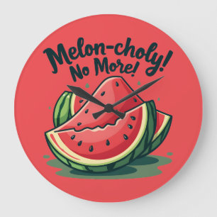 Grappige Watermeloen Puns "Melon-cholie Voorbij" Grote Klok