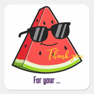 Grappige Watermeloen Zonnebril Dank Je Vierkante Sticker