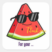 Grappige Watermeloen Zonnebril Dank Je Vierkante Sticker (Voorkant)