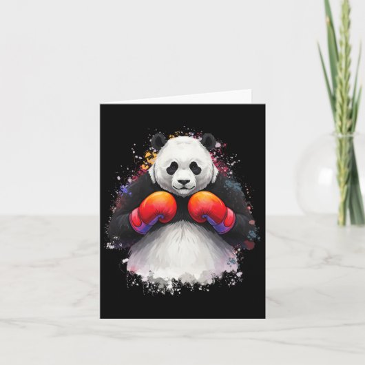 Grappige Waterverf Art Boksen Panda Boxer Met Boxi Kaart (Voorkant)
