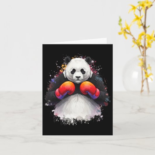 Grappige Waterverf Art Boksen Panda Boxer Met Boxi Kaart (Gele Bloem)