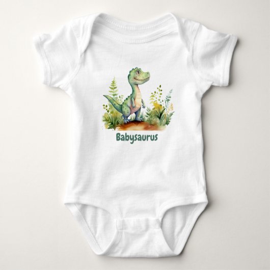 Grappige Waterverf Baby Dinosaurussen gepersonalis Romper (Voorkant)