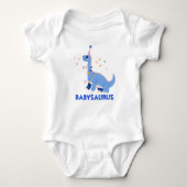 Grappige Waterverf Blauwe Dinosaurus T-Rex geperso Romper (Voorkant)