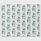 Grappige Waterverf Boho Snowman Kerst Cadeaupapier (Vlak)