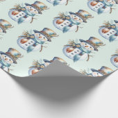 Grappige Waterverf Boho Snowman Kerst Cadeaupapier (Hoek)