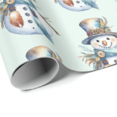 Grappige Waterverf Boho Snowman Kerst Cadeaupapier (Rol Hoek)