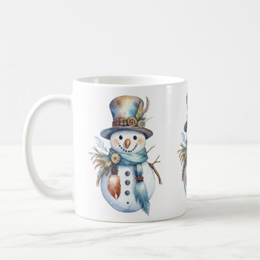 Grappige Waterverf Boho Snowman Kerst Koffiemok (Links)