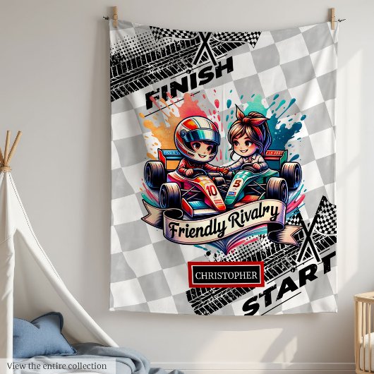 Grappige Waterverf Boy Racing Formula 1 deken