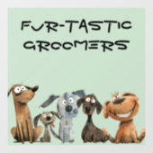 Grappige Waterverf Dog Groomers Boutique Blue Raamsticker (Vel)