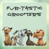 Grappige Waterverf Dog Groomers Boutique Blue Raamsticker (Vel 3)
