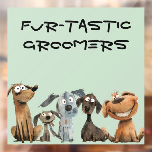 Grappige Waterverf Dog Groomers Boutique Blue Raamsticker (Vel 2)