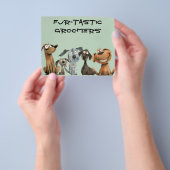 Grappige Waterverf Dog Groomers Boutique QR Code Flyer (Hand)