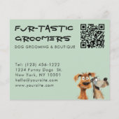 Grappige Waterverf Dog Groomers Boutique QR Code Flyer (Achterkant)