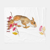 Grappige waterverf eekhoorn op een tak met bessen fleece deken (Voorkant (Horizontaal))