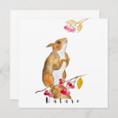 Grappige waterverf eekhoorn op een tak met bessen kaart (Voorkant / Achterkant)