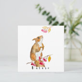 Grappige waterverf eekhoorn op een tak met bessen kaart (Staand voorkant)