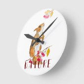 Grappige waterverf eekhoorn op een tak met bessen ronde klok (Hoek)