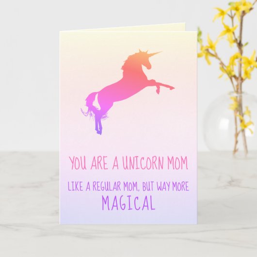 Grappige Waterverf Eenhoorn Stiefmoeder Moeder Ver Kaart (Gele Bloem)