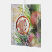 Grappige Waterverf eerste kerstfoto Glas Ornament (Voorkant links)