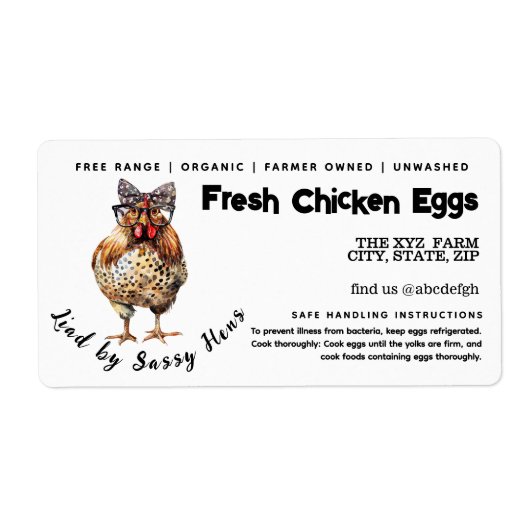 Grappige Waterverf Ei Karton Label (Voorkant)