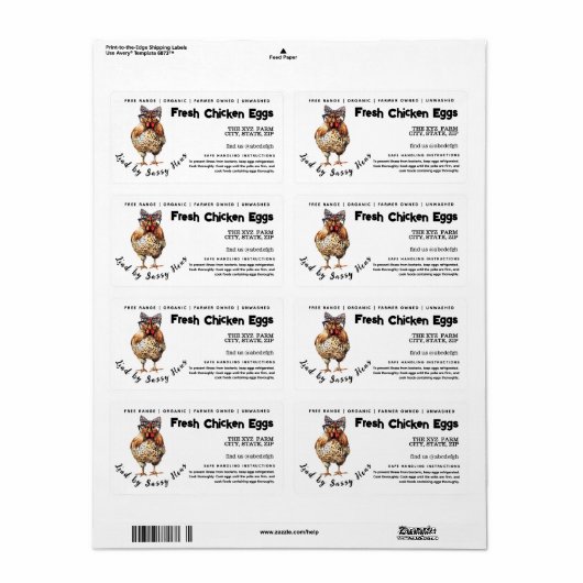 Grappige Waterverf Ei Karton Label (Full Sheet)