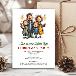 Grappige Waterverf Familie Feestelijke Kerst Uitno Kaart