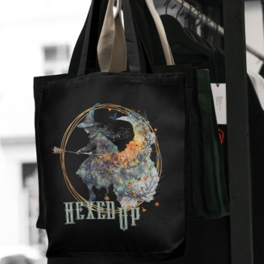 Grappige Waterverf griezelige heksen bezem Hallowe Tote Bag