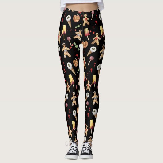 Grappige Waterverf Halloween traktaties Leggings (Voorkant)
