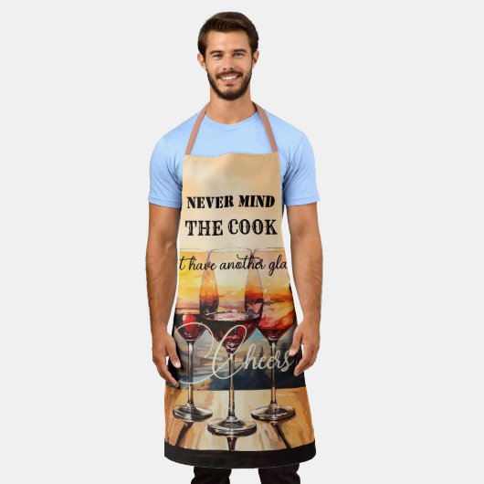 Grappige Waterverf Happy Wine Lover Schort (Gedragen)