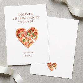 Grappige Waterverf Hart Pizza Liefde Valentijnsdag Feestdagenkaart