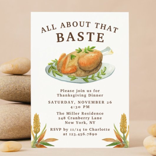 Grappige Waterverf Kalkoen Thanksgiving-diner Kaart