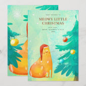 Grappige Waterverf Kat Kerst Kaart (Voorkant / Achterkant)