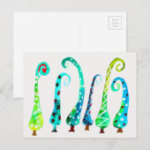 Grappige waterverf kerstbomen briefkaart (Voorkant / Achterkant)