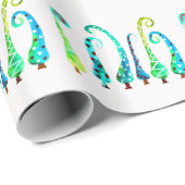 Grappige waterverf kerstbomen cadeaupapier (Rol Hoek)