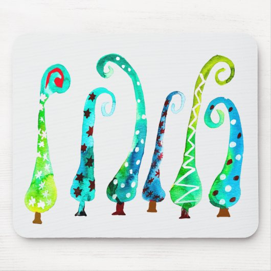 Grappige waterverf kerstbomen muismat (Voorkant)