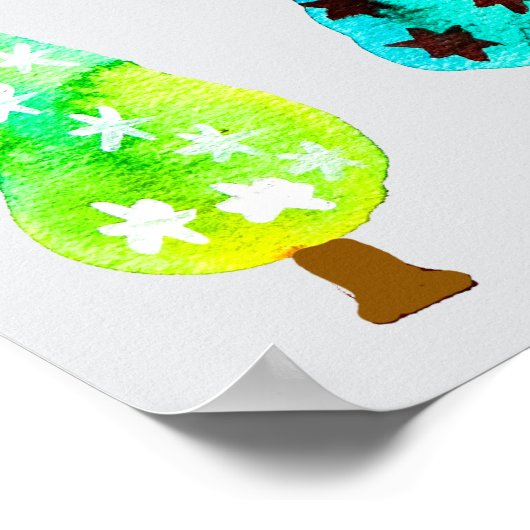 Grappige waterverf kerstbomen poster (Hoek)