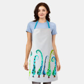 Grappige waterverf kerstbomen schort (Gedragen)