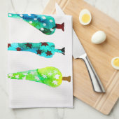 Grappige waterverf kerstbomen theedoek (Quarter Fold)