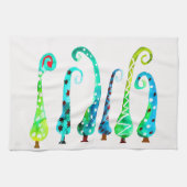 Grappige waterverf kerstbomen theedoek (Horizontaal)