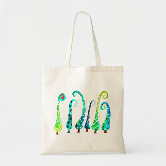 Grappige waterverf kerstbomen tote bag (Voorkant)