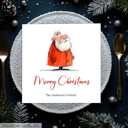 Grappige Waterverf Kerstman Grappige Kerstservette Servet